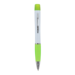 Caneta de mecanismo giratório tinta azul, marcador na parte superior cor verde-claro segunda vista