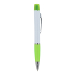 Caneta de mecanismo giratório tinta azul, marcador na parte superior cor verde-claro terceira vista