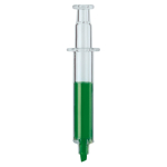 Marcador transparente em forma de seringa com tinta de cor no interior cor verde transparente segunda vista