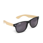 Óculos de sol de bambu e plástico reciclado, proteção UV400 cor preto