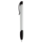 Caneta de plástico branco com clipe arqueado colorido feita na UE cor branco/preto