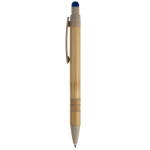 Caneta de bambu e palha de trigo com ponteira colorida cor azul