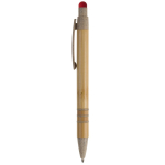 Caneta de bambu e palha de trigo com ponteira colorida cor vermelho