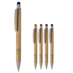 Caneta de bambu e palha de trigo com ponteira colorida
