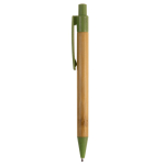 Caneta de bambu e palha de trigo com detalhes coloridos cor verde