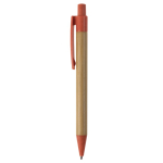 Caneta de bambu e palha de trigo com detalhes coloridos cor cor-de-laranja