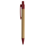 Caneta de bambu e palha de trigo com detalhes coloridos cor vermelho-escuro