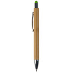 Caneta de bambu com ponteira colorida para ecrã táctil cor verde