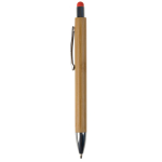 Caneta de bambu com ponteira colorida para ecrã táctil cor cor-de-laranja
