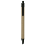 Caneta feita de papel reciclado com botão e ponta colorida cor preto segunda vista