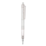 Caneta transparente de material biodegradável com detalhes coloridos cor branco quinta vista