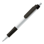 Caneta de botão de material biodegradável de tinta azul cor branco/preto terceira vista