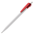 Caneta de merchandising plástica branca com design original de clipe cor vermelho