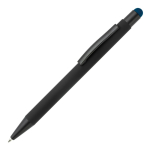 Caneta de metal com logótipo gravado a condizer com cor da ponta cor azul-escuro terceira vista
