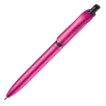 Caneta de plástico metalizado com clip sólido e recarga jumbo azul cor cor-de-rosa