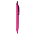 Caneta de plástico metalizado com clip sólido e recarga jumbo azul cor cor-de-rosa quinta vista
