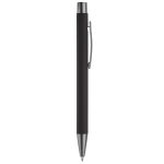 Caneta de alumínio com acabamento soft-touch e tinta azul cor preto quinta vista