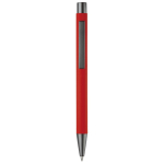 Caneta de alumínio com acabamento soft-touch e tinta azul cor vermelho segunda vista