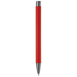 Caneta de alumínio com acabamento soft-touch e tinta azul cor vermelho quarta vista