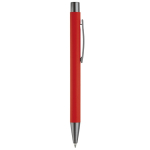 Caneta de alumínio com acabamento soft-touch e tinta azul cor vermelho quinta vista