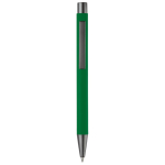 Caneta de alumínio com acabamento soft-touch e tinta azul cor verde segunda vista