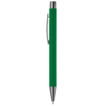 Caneta de alumínio com acabamento soft-touch e tinta azul cor verde terceira vista