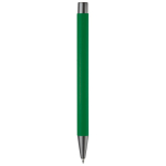 Caneta de alumínio com acabamento soft-touch e tinta azul cor verde quarta vista
