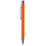 Caneta de alumínio com acabamento soft-touch e tinta azul cor cor-de-laranja terceira vista