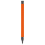 Caneta de alumínio com acabamento soft-touch e tinta azul cor cor-de-laranja quarta vista