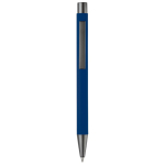 Caneta de alumínio com acabamento soft-touch e tinta azul cor azul-escuro segunda vista