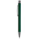 Caneta de alumínio com acabamento soft-touch e tinta azul cor verde-escuro terceira vista