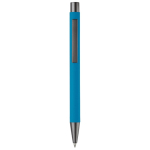 Caneta de alumínio com acabamento soft-touch e tinta azul cor azul-claro segunda vista