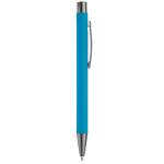 Caneta de alumínio com acabamento soft-touch e tinta azul cor azul-claro quinta vista