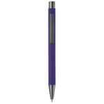 Caneta de alumínio com acabamento soft-touch e tinta azul cor roxo segunda vista