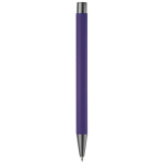 Caneta de alumínio com acabamento soft-touch e tinta azul cor roxo quarta vista