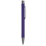 Caneta de alumínio com acabamento soft-touch e tinta azul cor roxo quinta vista