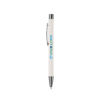 Caneta de alumínio com acabamento soft-touch e tinta azul vista principal
