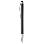 Caneta giratória de metal com stylus na parte superior cor preto