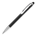 Caneta giratória de metal com stylus na parte superior cor preto terceira vista