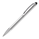 Caneta giratória de metal com stylus na parte superior cor prateado terceira vista