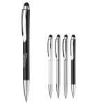 Caneta giratória de metal com stylus na parte superior