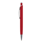 Caneta de alumínio com acabamento soft-touch de cores cor vermelho