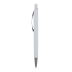 Caneta de alumínio com acabamento soft-touch de cores cor branco