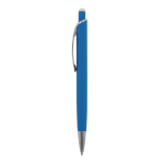 Caneta de alumínio com acabamento soft-touch de cores cor azul-claro
