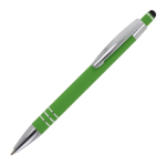 Caneta de alumínio com acabamento soft-touch e 3 anéis prateados cor verde-lima terceira vista