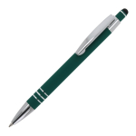 Caneta de alumínio com acabamento soft-touch e 3 anéis prateados cor verde-escuro terceira vista
