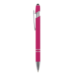 Caneta de alumínio reciclado com ponteira e tinta azul cor cor-de-rosa