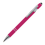 Caneta de alumínio reciclado com ponteira e tinta azul cor cor-de-rosa terceira vista
