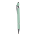 Caneta de alumínio com ponteira e tinta azul cor verde menta