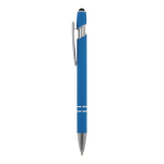 Caneta de alumínio reciclado com ponteira e tinta azul cor azul-claro